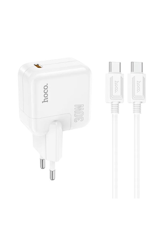 Hoco C112A charger single port PD30W (EU) set(Type-C to Type-C) - Image 1